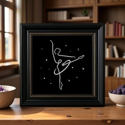 Graceful ballerina dancer framed pearl art kit, perfect gift for art lovers.