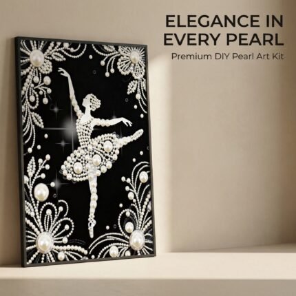 Graceful ballerina silhouette DIY pearl art kit with 3D embossed pearl effects.