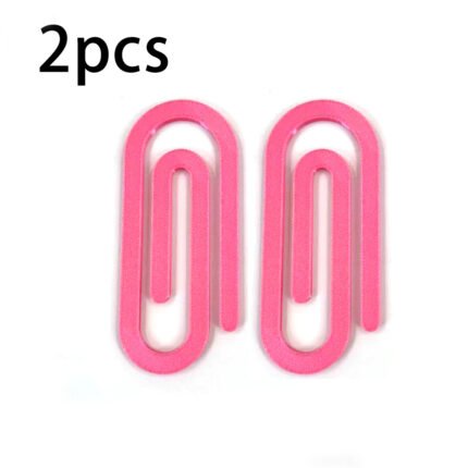 2pcs Hot Pink 3D printed giant paperclip fixators for diamond painting canvas storage.