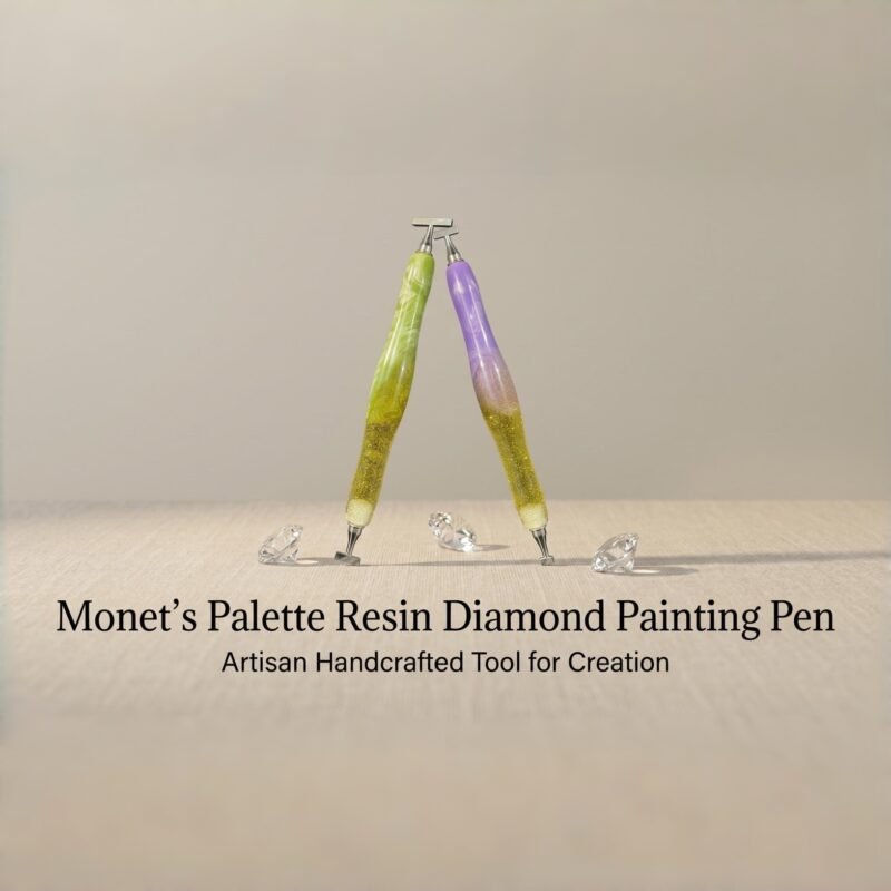 Artisan hand-poured resin diamond painting pens in Monet green and purple
