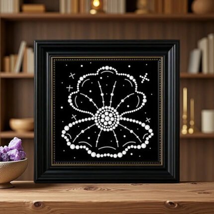 Pearl in shell framed pearl art kit, a boutique DIY mosaic for home decor.