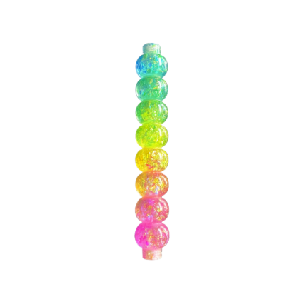Rainbow gradient glitter resin beaded pen handle for diamond painting.