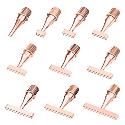 Complete 10-piece master collection of rose gold stainless steel diamond painting nibs from 1 to 10 placers.