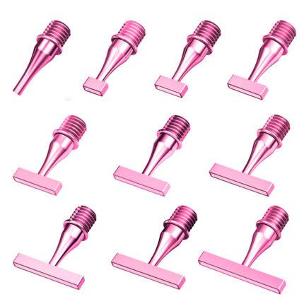 Complete 10-piece master collection of rose pink stainless steel diamond painting nibs from 1 to 10 placers.