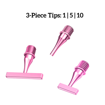 3-piece set of rose pink stainless steel diamond art nibs including sizes 1, 5, and 10 placers.