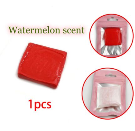 Red watermelon scented diamond painting wax upgrade glue clay in a secure pink pouch.